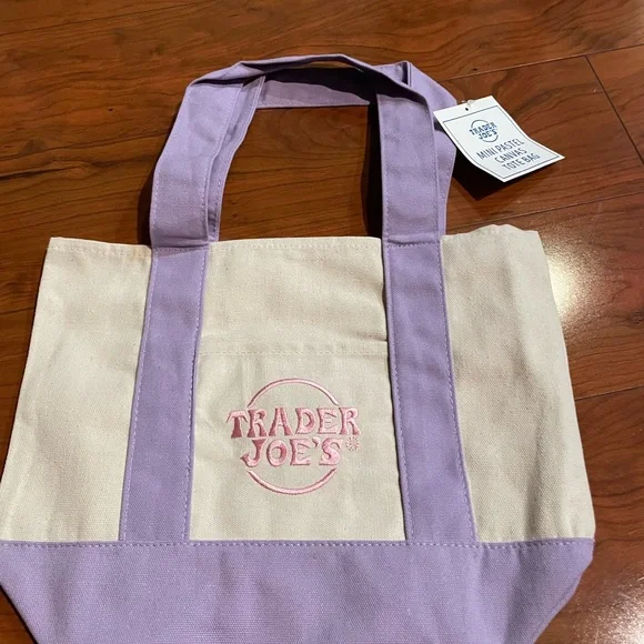 Spring 2026 Set of Trader Joe’s Mini Pastel Canvas Tote Bag Set Of 4 NWT - Picture 5 of 7